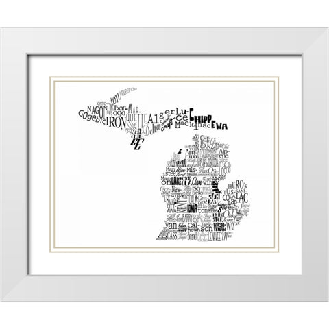 Michigan White Modern Wood Framed Art Print with Double Matting by Grey, Jace