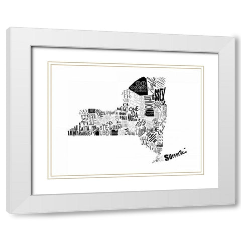 NY White Modern Wood Framed Art Print with Double Matting by Grey, Jace