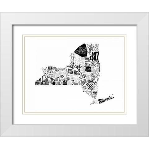 NY White Modern Wood Framed Art Print with Double Matting by Grey, Jace