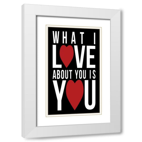 Love You White Modern Wood Framed Art Print with Double Matting by Grey, Jace