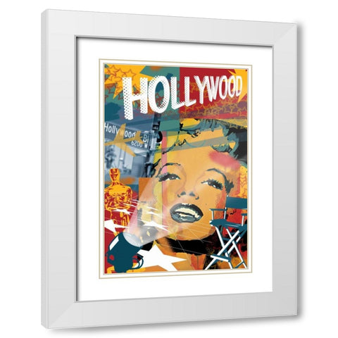 Marilyn Hollywood White Modern Wood Framed Art Print with Double Matting by Grey, Jace
