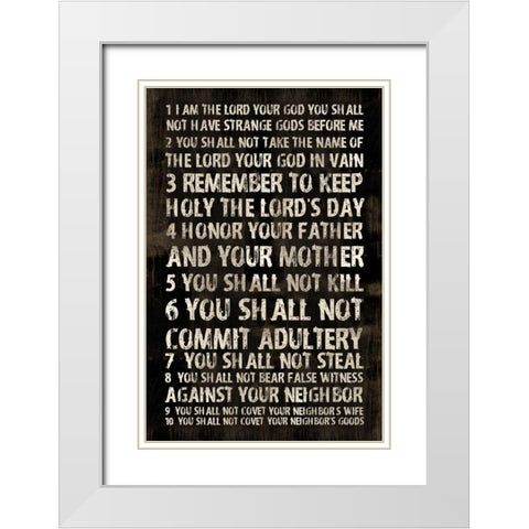 Full 10 Commandments White Modern Wood Framed Art Print with Double Matting by Grey, Jace
