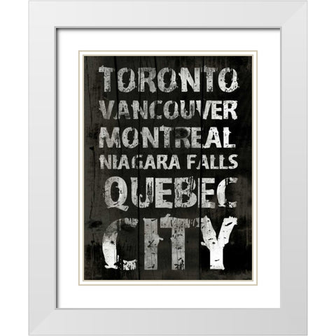 Canada Grunge Type White Modern Wood Framed Art Print with Double Matting by Grey, Jace