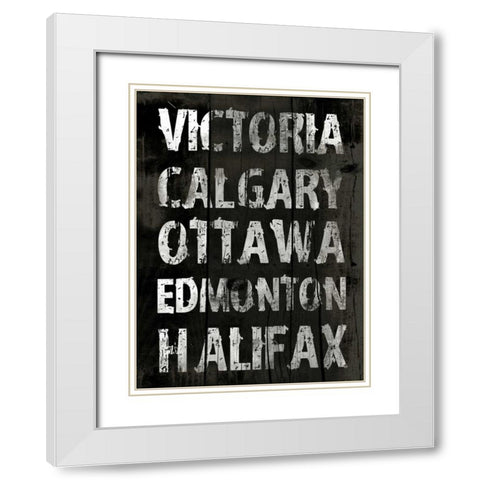 Canada Grunge Type Mate White Modern Wood Framed Art Print with Double Matting by Grey, Jace