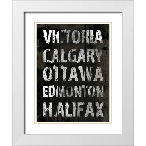 Canada Grunge Type Mate White Modern Wood Framed Art Print with Double Matting by Grey, Jace