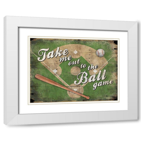 Baseball White Modern Wood Framed Art Print with Double Matting by Grey, Jace