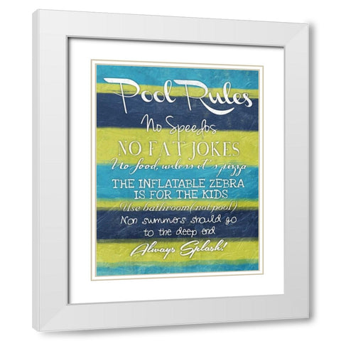 Pool Rules White Modern Wood Framed Art Print with Double Matting by Grey, Jace