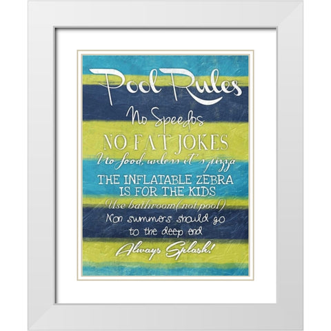 Pool Rules White Modern Wood Framed Art Print with Double Matting by Grey, Jace