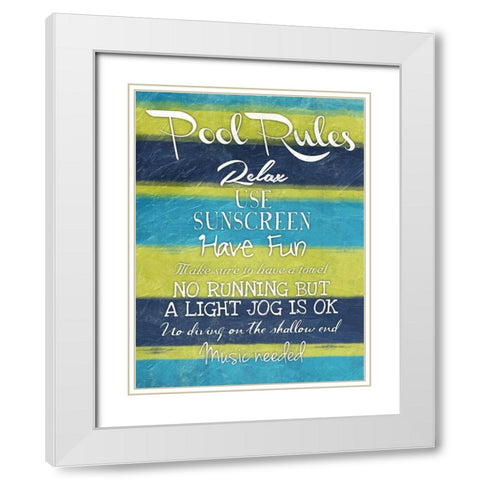 Pool Rules Mate White Modern Wood Framed Art Print with Double Matting by Grey, Jace