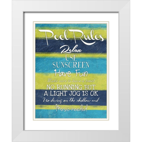 Pool Rules Mate White Modern Wood Framed Art Print with Double Matting by Grey, Jace
