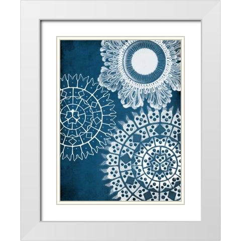 Blue Patterns Mate White Modern Wood Framed Art Print with Double Matting by Grey, Jace