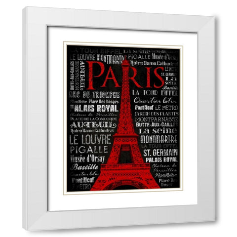 Paris Type RED White Modern Wood Framed Art Print with Double Matting by Grey, Jace