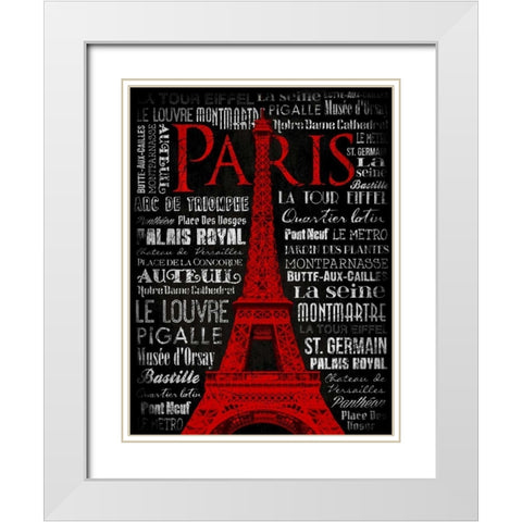 Paris Type RED White Modern Wood Framed Art Print with Double Matting by Grey, Jace