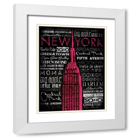 NY Type White Modern Wood Framed Art Print with Double Matting by Grey, Jace