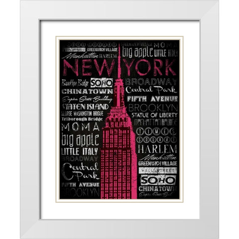 NY Type White Modern Wood Framed Art Print with Double Matting by Grey, Jace