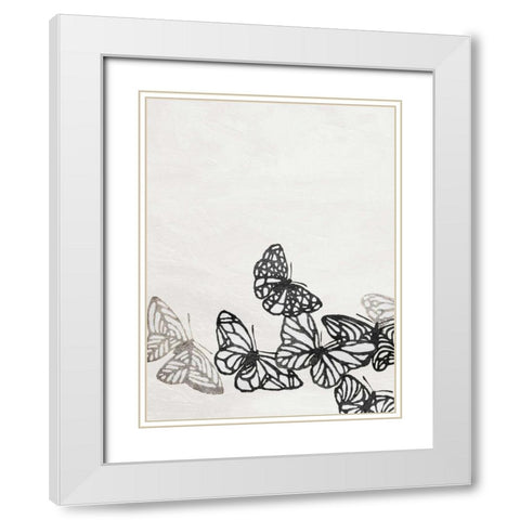 Butterflies White Modern Wood Framed Art Print with Double Matting by Grey, Jace