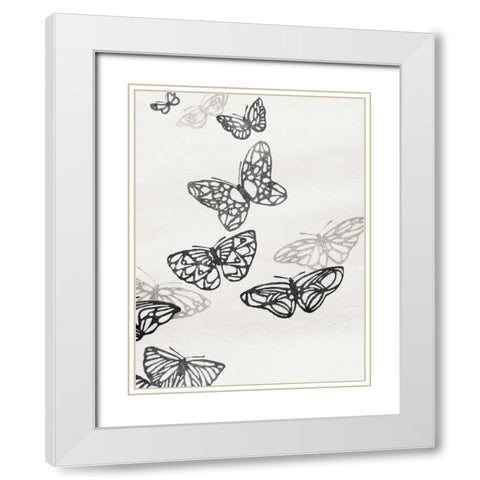 Butterflies Mate White Modern Wood Framed Art Print with Double Matting by Grey, Jace