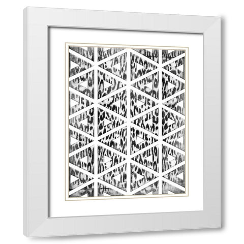 Triangular animals BW White Modern Wood Framed Art Print with Double Matting by Grey, Jace