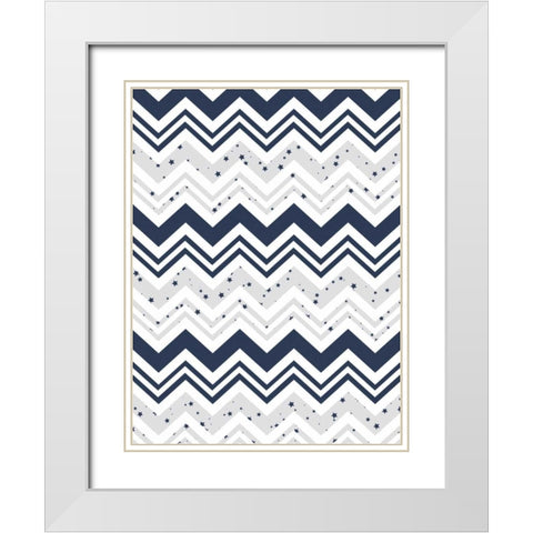 Star chevron White Modern Wood Framed Art Print with Double Matting by Grey, Jace