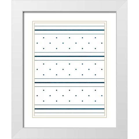 Blue Lines and dots White Modern Wood Framed Art Print with Double Matting by Grey, Jace