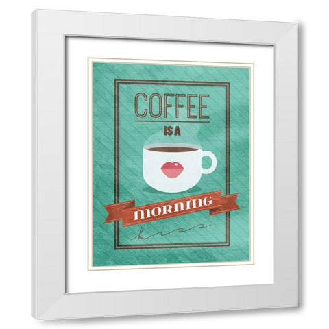 Coffee kiss White Modern Wood Framed Art Print with Double Matting by Grey, Jace