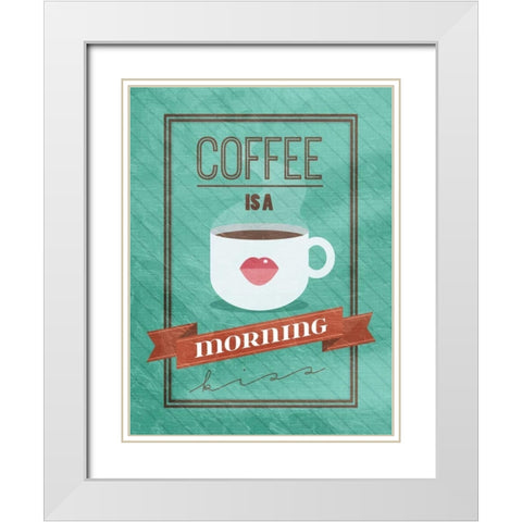 Coffee kiss White Modern Wood Framed Art Print with Double Matting by Grey, Jace