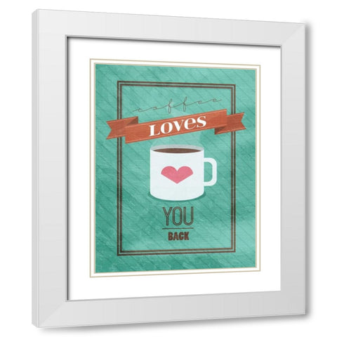 Coffee Loves White Modern Wood Framed Art Print with Double Matting by Grey, Jace