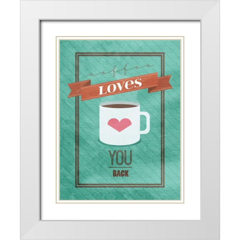 Coffee Loves White Modern Wood Framed Art Print with Double Matting by Grey, Jace