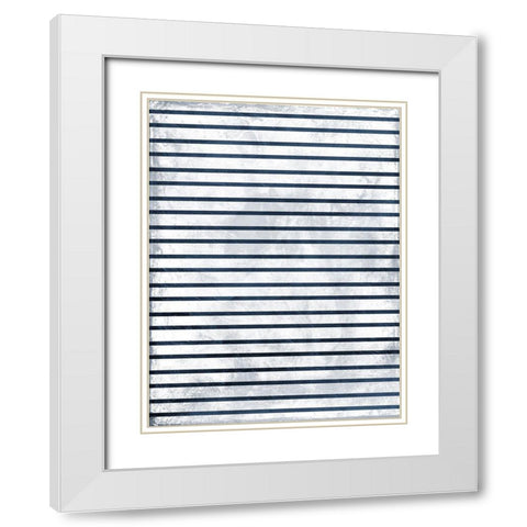 Indigo stripes White Modern Wood Framed Art Print with Double Matting by Grey, Jace