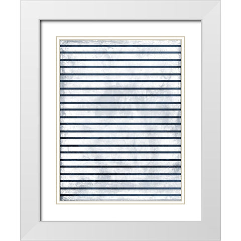 Indigo stripes White Modern Wood Framed Art Print with Double Matting by Grey, Jace