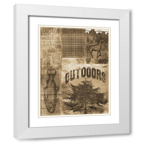 Lodge Quilt Sepia White Modern Wood Framed Art Print with Double Matting by Grey, Jace