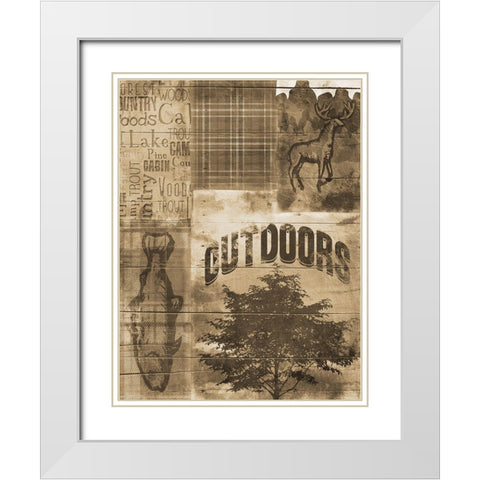 Lodge Quilt Sepia White Modern Wood Framed Art Print with Double Matting by Grey, Jace
