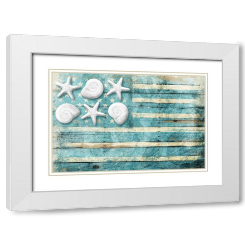 Coastal American Flag White Modern Wood Framed Art Print with Double Matting by Grey, Jace