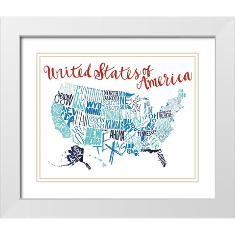 Fun United States White Modern Wood Framed Art Print with Double Matting by Grey, Jace
