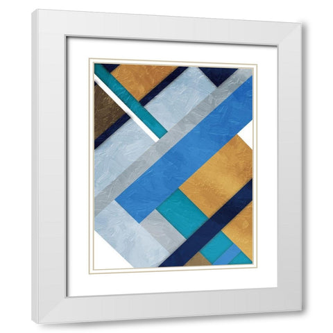 Stipe Overlay Mate Blue White Modern Wood Framed Art Print with Double Matting by Grey, Jace