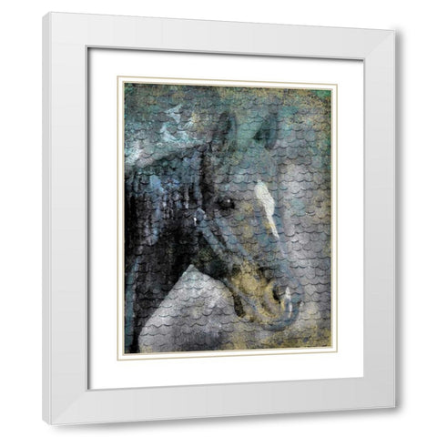 Blue Horse Scales White Modern Wood Framed Art Print with Double Matting by Grey, Jace