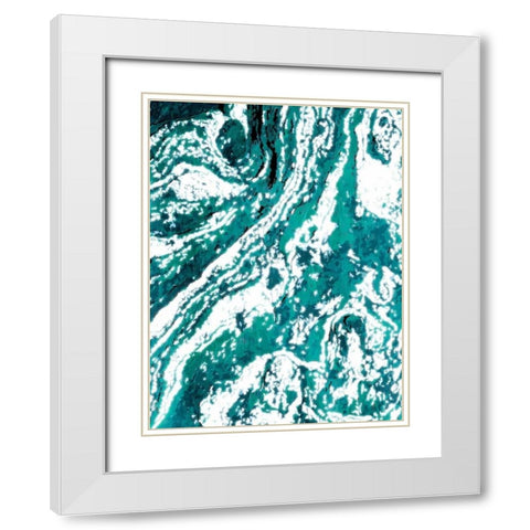 Iron Aqua White Modern Wood Framed Art Print with Double Matting by Grey, Jace