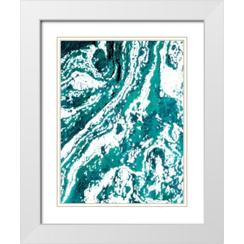 Iron Aqua White Modern Wood Framed Art Print with Double Matting by Grey, Jace