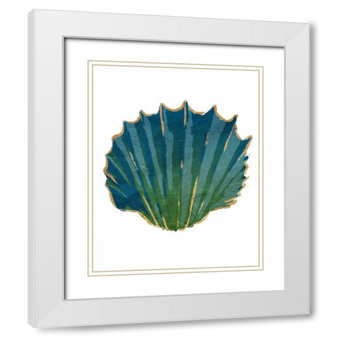 Gold Trim Sea Green Shells White Modern Wood Framed Art Print with Double Matting by Grey, Jace