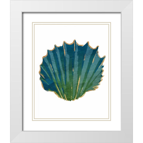 Gold Trim Sea Green Shells White Modern Wood Framed Art Print with Double Matting by Grey, Jace