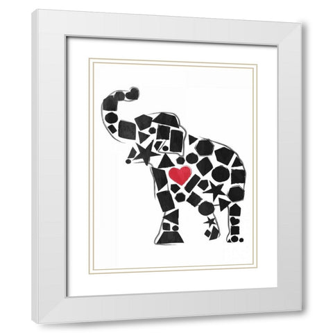 Elephant Shapes White Modern Wood Framed Art Print with Double Matting by Grey, Jace