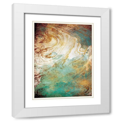 Golden Sea Marble White Modern Wood Framed Art Print with Double Matting by Grey, Jace