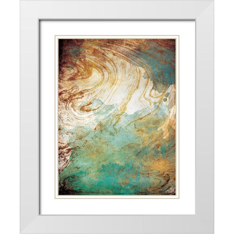 Golden Sea Marble White Modern Wood Framed Art Print with Double Matting by Grey, Jace