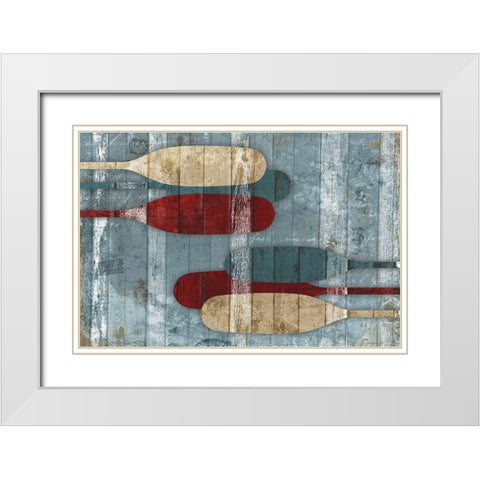 Wooden Oars White Modern Wood Framed Art Print with Double Matting by Grey, Jace