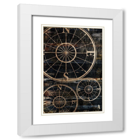 Wooden Compass White Modern Wood Framed Art Print with Double Matting by Grey, Jace