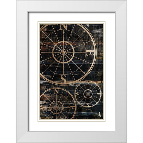 Wooden Compass White Modern Wood Framed Art Print with Double Matting by Grey, Jace