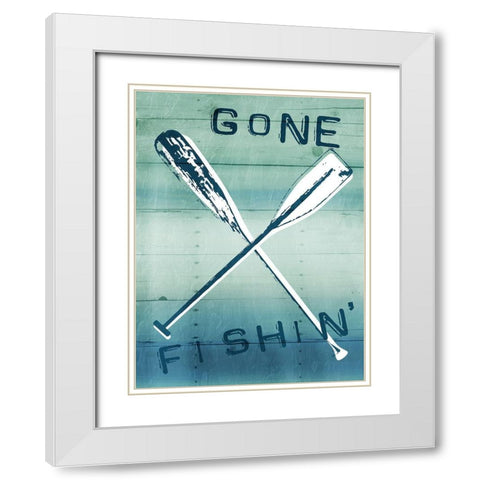 Gone Fishin White Modern Wood Framed Art Print with Double Matting by Grey, Jace