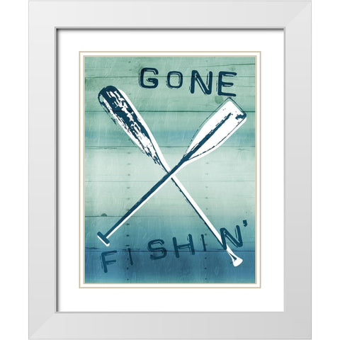 Gone Fishin White Modern Wood Framed Art Print with Double Matting by Grey, Jace