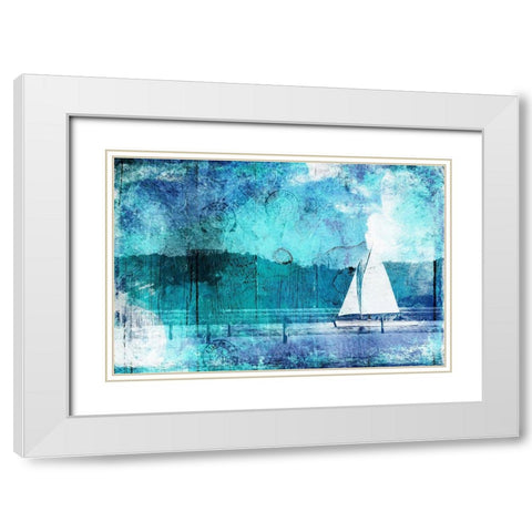 Boating Abstract Blue White Modern Wood Framed Art Print with Double Matting by Grey, Jace