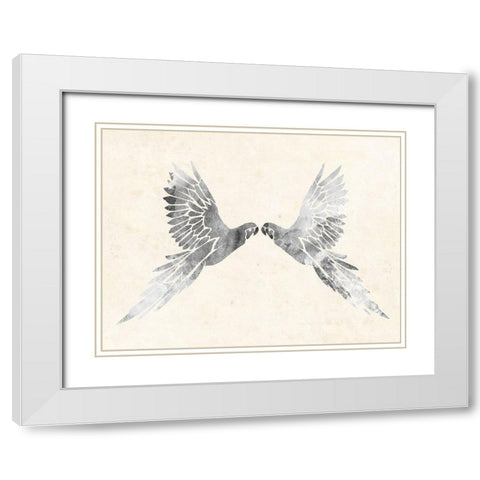 Silver Parrot White Modern Wood Framed Art Print with Double Matting by Grey, Jace